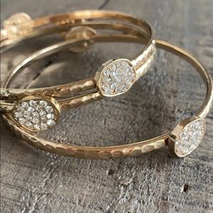Gold Rhinestone moon 3 bangle bracelet.
